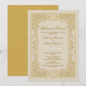 Klassieke Vignette repesiet Dinner Invite (goud) Kaart (Voorkant / Achterkant)