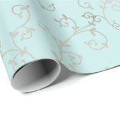 Klassieke Vine Holiday Blauwgroen Ice Silver Munt Cadeaupapier (Rol Hoek)