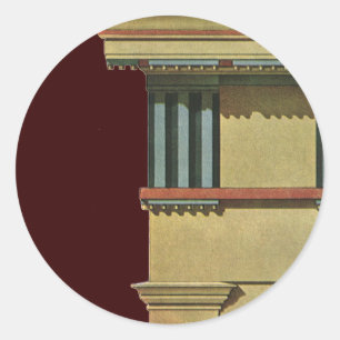 Klassieke Vintage Architectuur, Tempel Hoofdgestel Ronde Sticker
