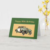 Klassieke vintage auto 80ste verjaardag kaart (Gele Bloem)