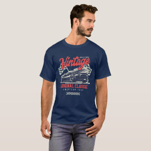 Klassieke Vintage Auto Retro Racen Autotypografie T-shirt