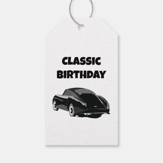 Klassieke vintage auto verjaardag cadeaulabel (Achterkant)