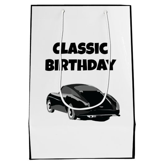 Klassieke vintage auto verjaardag medium cadeauzakje (Achterkant)