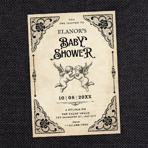 Klassieke vintage baby shower kaart
