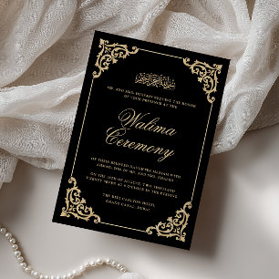 Klassieke Vintage Barok Gouden Zwarte Walima Cerem Kaart