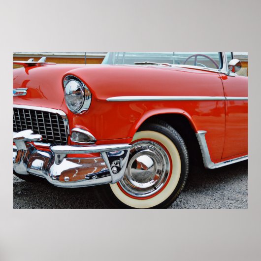 Klassieke Vintage Bel Air Red Convertible Poster (Voorkant)