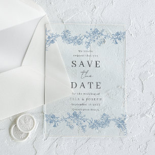 Klassieke Vintage Bloem Bruiloft Save The Date Acryl Uitnodigingen