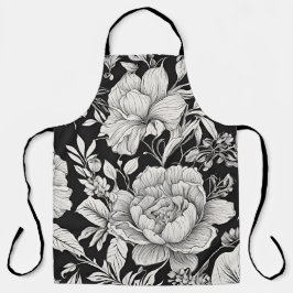 Klassieke vintage bloem zwarte en witte schort