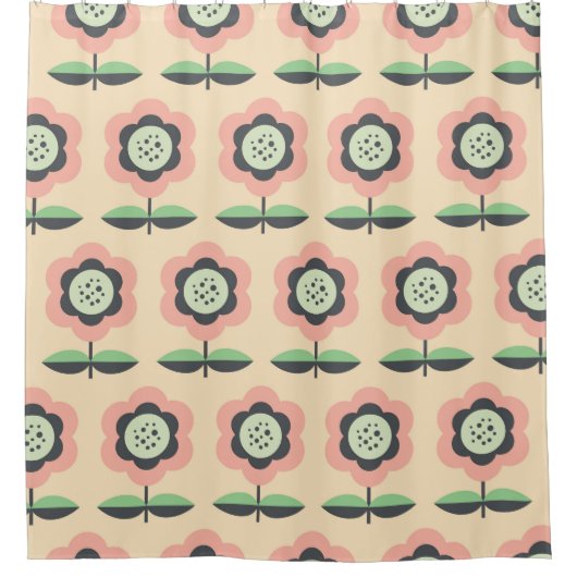 Klassieke Vintage: Bloemen naadloos ontwerp Douchegordijn (Voorkant)