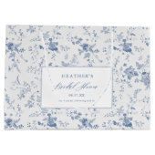 Klassieke Vintage Bloemige Blauwe Bruidsdouche  Groot Cadeauzakje (Achterkant)