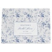 Klassieke Vintage Bloemige Blauwe Bruiloftsdouche  Groot Cadeauzakje (Voorkant)