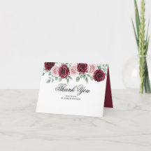 Klassieke vintage bordeauxroze roos bedankkaart