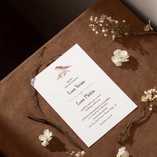 Klassieke Vintage Bosvogel Bruiloft Kaart