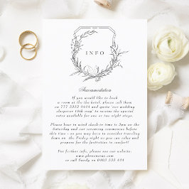 klassieke vintage botanische florale monogram cres informatiekaartje