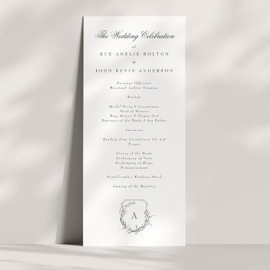 klassieke vintage botanische florale monogram cres programmakaart