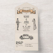 Klassieke vintage bruiloft all in one uitnodiging (Binnen)