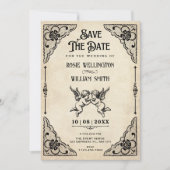 Klassieke vintage bruiloft save the date (Voorkant)