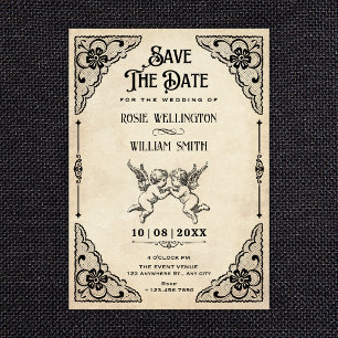 Klassieke vintage bruiloft save the date