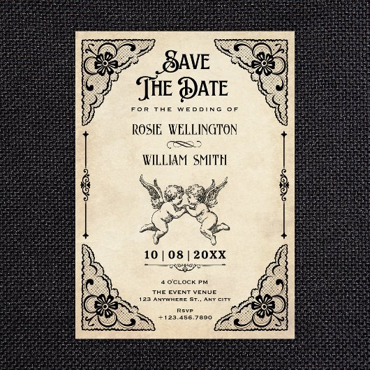 Klassieke vintage bruiloft save the date