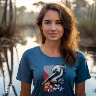 Klassieke vintage Cajun Country-vlag en pelikaan T-shirt
