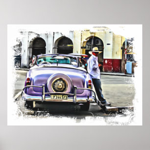 *~* Klassieke Vintage Car Antiek Man Poster