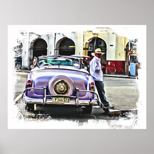 *~* Klassieke Vintage Car Antiek Man Poster (Voorkant)