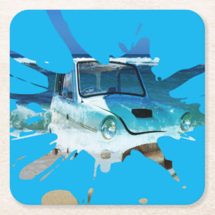 Klassieke Vintage Car Beachy Pop Art Kartonnen Onderzetters