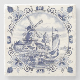 Klassieke Vintage Chique Hollandse Molen Delfts Bl Stenen Onderzetter