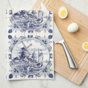 Klassieke Vintage Chique Hollandse Molen Delfts Bl Theedoek