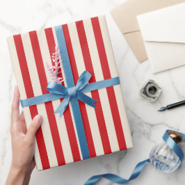 Klassieke Vintage Circustent Rood en Crème Strepen Cadeaupapier