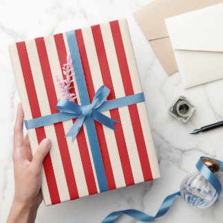 Klassieke Vintage Circustent Rood en Crème Strepen Cadeaupapier