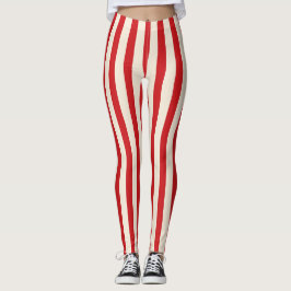 Klassieke Vintage Circustent Rood en Crème Strepen Leggings
