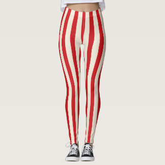 Klassieke Vintage Circustent Rood en Crème Strepen Leggings