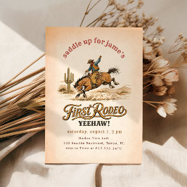 Klassieke Vintage Cowboy Eerste Rodeo 1e Verjaarda Kaart