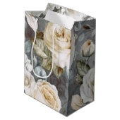 Klassieke vintage crèmekleurige rozen medium cadeauzakje (Achterkant Gekanteld)