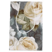 Klassieke vintage crèmekleurige rozen medium cadeauzakje (Achterkant)