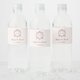 Klassieke Vintage Crest Trouw Monogrammen Waterfles Etiket