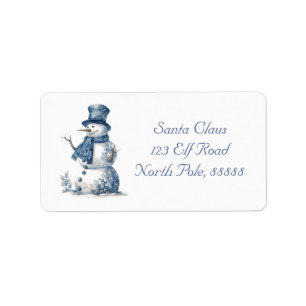 Klassieke Vintage Delft Blauw Witte Sneeuwman Etiket