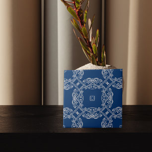 Klassieke Vintage elegant kobalt blauw en wit Tegeltje