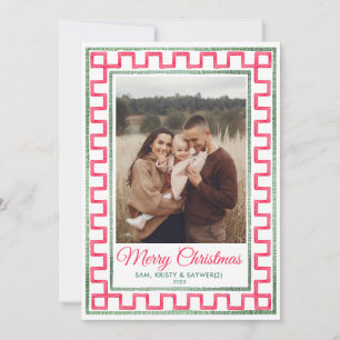 Klassieke Vintage Familie Foto Kerstkaart Kaart