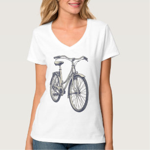 Klassieke Vintage Fiets Schets Retro Lijn Kunst T-shirt