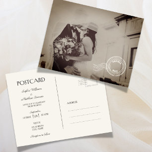 Klassieke Vintage Foto Huwelijksuitnodiging Postka Uitnodiging Briefkaart