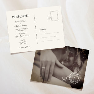 Klassieke Vintage Foto Trouw Uitnodiging Postkaart Briefkaart