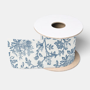 Klassieke Vintage Franse Gegraveerde Bloemrijke To Satijnen Lint
