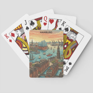 Klassieke Vintage Hamburg Duitsland Reizen Pokerkaarten