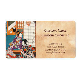 Klassieke vintage Japanse ukiyo-e geisha's Utagawa Etiket