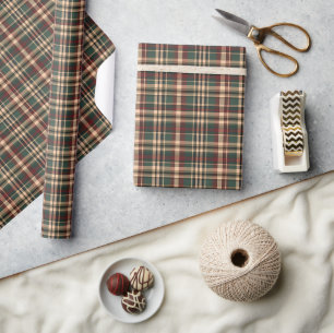 Klassieke vintage kerst rood en groen tartan cadeaupapier