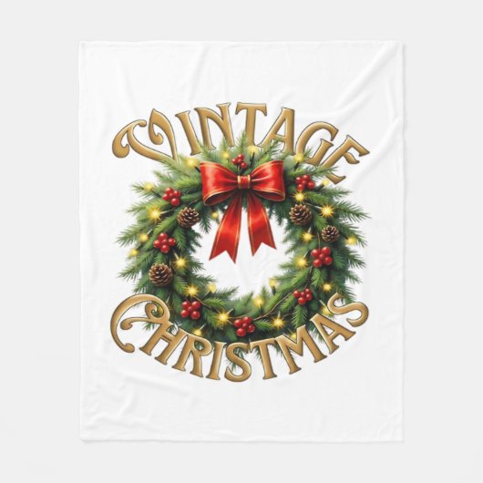 Klassieke Vintage Kerstkrans Fleece Deken (Voorkant)