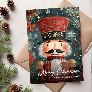 Klassieke vintage Kerstman notenkraker digitaal Feestdagenkaart