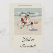 Klassieke Vintage Kerstmis Sneeuwkind Kaart (Voorkant / Achterkant)
